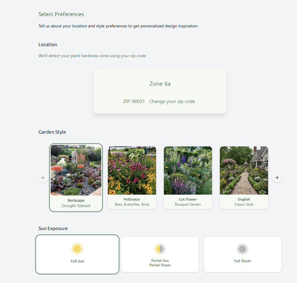 Select Your Preferences in Plantista.AI